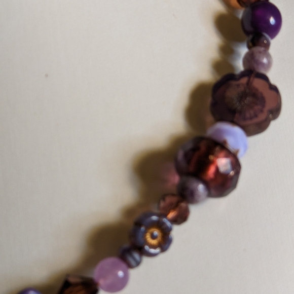 Happy To Me Purple Glass Crystal Gemstone Beads Collar Choker Necklace - Picture 4 of 8